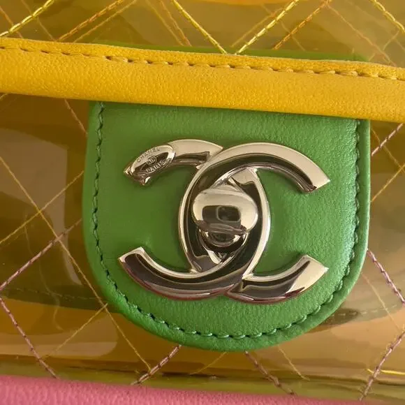 Chanel 18S Coco Splash Pastel Rainbow PVC Medium Flap Bag - Picture 4 of 11